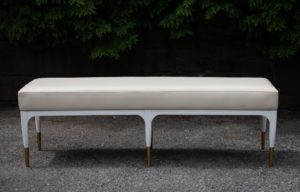 modern white bench for party rental