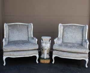 grey and white aligator fabric chairs