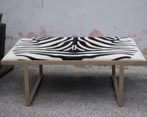 faux zebra fabric ottoman