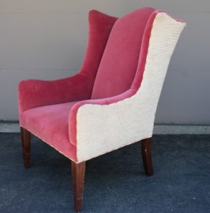 pink velvet wingback chairs for rent