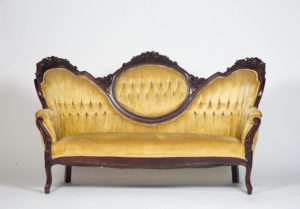 gold yellow vintage sofa for rent